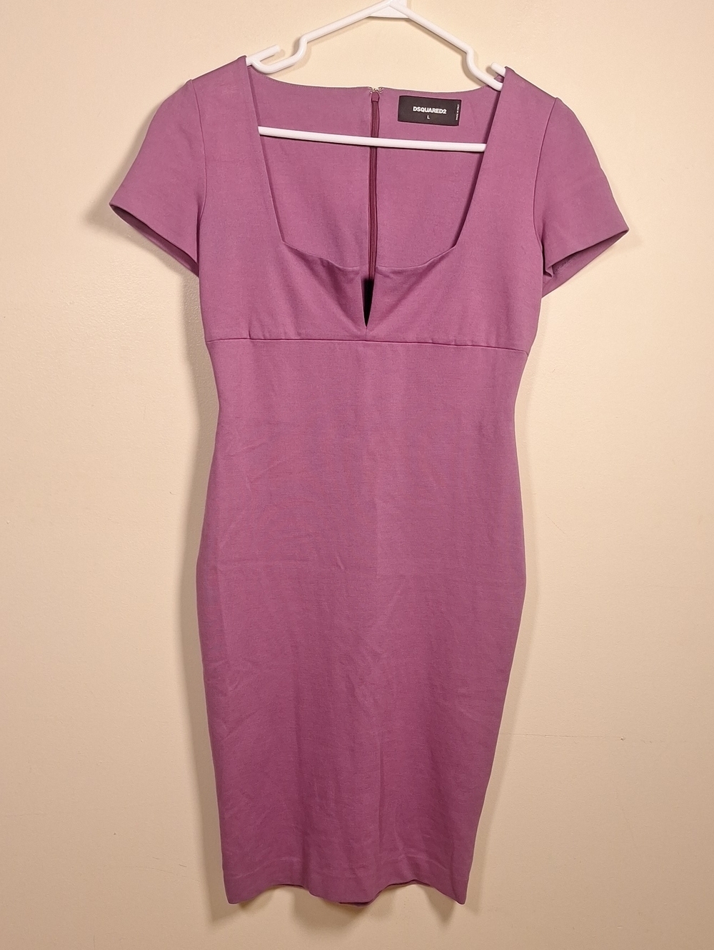 DSQUARED2 Made In Italy Bodycon Vee Cut Cap Sleeve Sheath Dress Size L